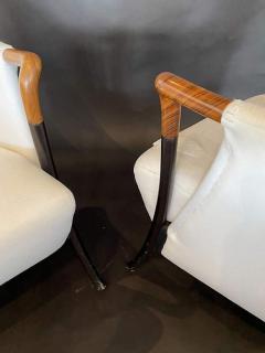 Umberto Asnago Pair of Italian Modern Walnut Ebonized Club Chairs Umberto Asnago - 4651208