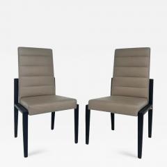 Umberto Asnago Umberto Asnago for Mobilidea Italian Leather Oak Tall Chairs Pair - 3655140