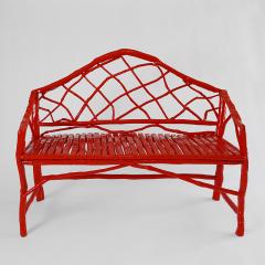 Umberto Pasti RED LACQUER ROOT REGENCY BENCH - 2678152