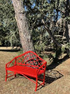 Umberto Pasti RED LACQUER ROOT REGENCY BENCH - 2678162