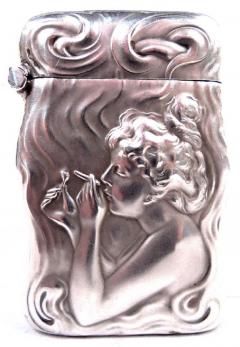 Unger Brothers Art Nouveau Match Safe with Ethereal Nymph Lighting Up - 4107066