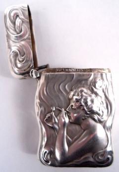 Unger Brothers Art Nouveau Match Safe with Ethereal Nymph Lighting Up - 4107068