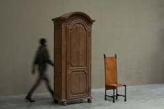 Unique Brutalist High Back Accent Chair in Wrought Iron Patinated Leather - 4467859