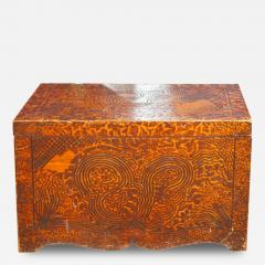 Unique Folk Art Pyrography Chest - 80401