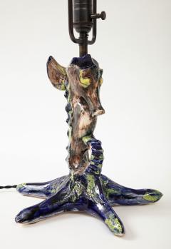 Unique Glazed Ceramic Table Lamp in the Shape of a Seahorse France 20th C - 3051800