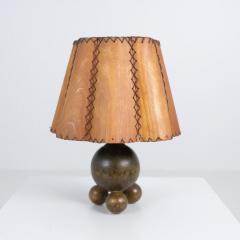 Unique Handcrafted Organic Wooden Ball Lamp and Handmade Shade Finland 1940s - 4360272