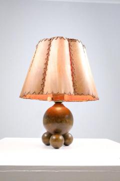 Unique Handcrafted Organic Wooden Ball Lamp and Handmade Shade Finland 1940s - 4360275