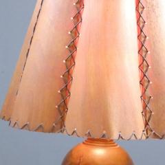 Unique Handcrafted Organic Wooden Ball Lamp and Handmade Shade Finland 1940s - 4360276