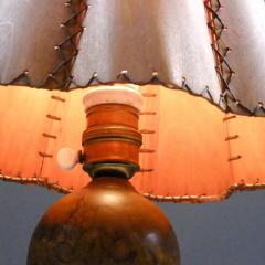 Unique Handcrafted Organic Wooden Ball Lamp and Handmade Shade Finland 1940s - 4360278