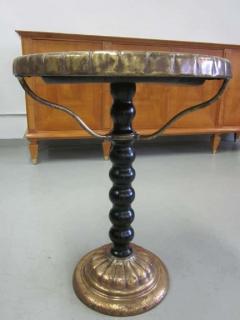 Unique Italian Modern Neoclassical Hammered Brass Copper Side End Table 1930 - 1861288
