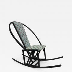 Unique Japanese Rocking Chair with a Black Lacquered Oak Frame - 1853835