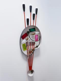 Unique Mid Century Modern Wall Fixture or Light Object Painting Board 1950s - 2755337