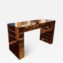 Unique Mirrored Copper Glass Console Table - 2283863