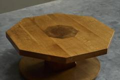 Unique Octagonal Coffee Table in Solid Oak with End Grain Wood 1950s - 4468009