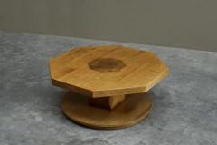 Unique Octagonal Coffee Table in Solid Oak with End Grain Wood 1950s - 4468012