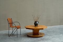 Unique Octagonal Coffee Table in Solid Oak with End Grain Wood 1950s - 4468013