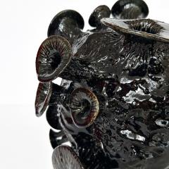 Unique Organic Form Black Glazed Pottery Sculpture - 3439217