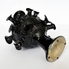 Unique Organic Form Black Glazed Pottery Sculpture - 3439219