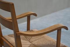 Unique Oscar Degeyter Armchair in Solid Wood and Rush Belgium 1942 - 4582059