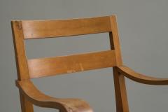 Unique Oscar Degeyter Armchair in Solid Wood and Rush Belgium 1942 - 4582061