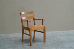 Unique Oscar Degeyter Armchair in Solid Wood and Rush Belgium 1942 - 4582114