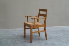 Unique Oscar Degeyter Armchair in Solid Wood and Rush Belgium 1942 - 4582128