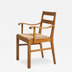 Unique Oscar Degeyter Armchair in Solid Wood and Rush Belgium 1942 - 4582646