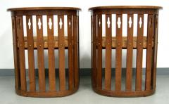 Unique Pair of Vienna Arts Crafts Movement Oak Barrel Chairs - 366306