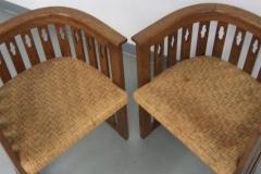 Unique Pair of Vienna Arts Crafts Movement Oak Barrel Chairs - 366307