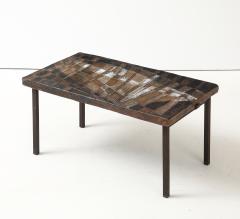 Unique Scored Ceramic French Coffee Table In Earth Tones France c 1960 - 4662798