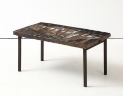 Unique Scored Ceramic French Coffee Table In Earth Tones France c 1960 - 4662799