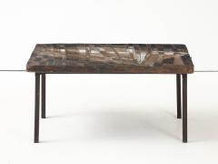 Unique Scored Ceramic French Coffee Table In Earth Tones France c 1960 - 4662800