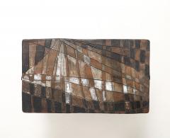 Unique Scored Ceramic French Coffee Table In Earth Tones France c 1960 - 4662805