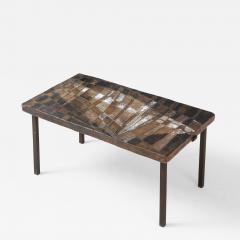 Unique Scored Ceramic French Coffee Table In Earth Tones France c 1960 - 4682357