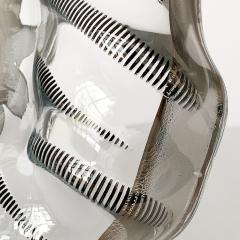 Unique Sculptural Art Glass Low Bowl with Silver Details - 988537