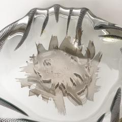 Unique Sculptural Art Glass Low Bowl with Silver Details - 988540
