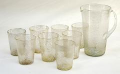 Unique Set Of 8 Modern Italian Murano Silver Blown Cups With Carafe - 3491097