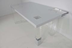 Unique Signed Lucite and White Lacquer Desk or Table - 1261110