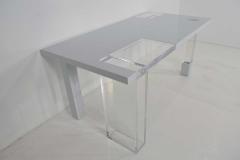 Unique Signed Lucite and White Lacquer Desk or Table - 1261112