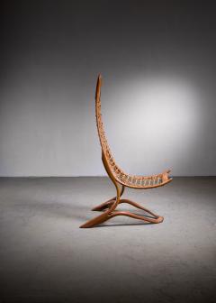 Unique Tall 161 cm 63 4 inch Oak and Rope American Studio Craft Chair 1960s - 2503474