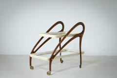 Unique bentwood service trolley with two glass and parchment shelves - 2573578