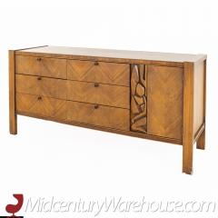 United Mid Century Tiki Lowboy Walnut Dresser - 2570255