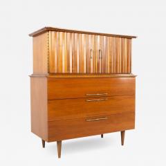 United Style Young Manufacturing Walnut and Brass Gentlemans Chest Highboy - 2573030