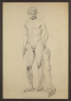 Unknown Academy Student 19th C Drawing Pencil on paper framed signed  - 1924317