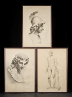 Unknown Academy Student 19th C Drawing Pencil on paper framed signed  - 1924318