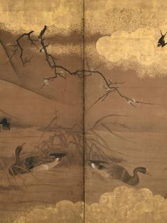 Unkoku Toyo 17th Century Japanese Unkoku Screen Flowers Birds of Winter and Early Spring - 4533101