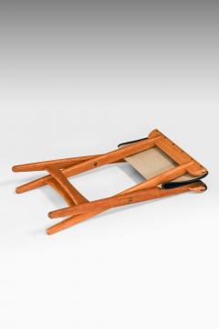 Uno Osten Kristiansson Folding Stool in Brass Leather and Oak by Uno sten Kristiansson 1950s - 4663733