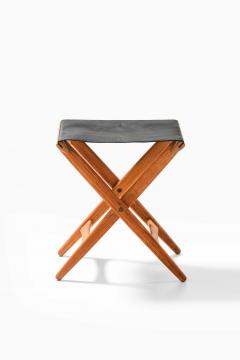 Uno Osten Kristiansson Folding Stool in Brass Leather and Oak by Uno sten Kristiansson 1950s - 4663734