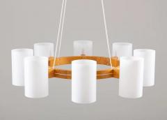 Uno Osten Kristiansson Large Swedish Midcentury Chandelier in Pine and Acrylic by Luxus - 2206837