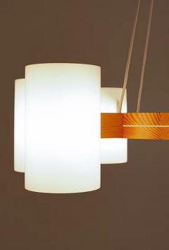 Uno Osten Kristiansson Large Swedish Midcentury Chandelier in Pine and Acrylic by Luxus - 2206839